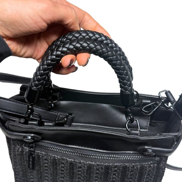 Steve Madden “Bhaymann” Woven Black Satchel – Braided Handle - Picture 7 of 13